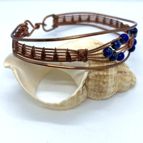 Copper bracelet with sodalite beads