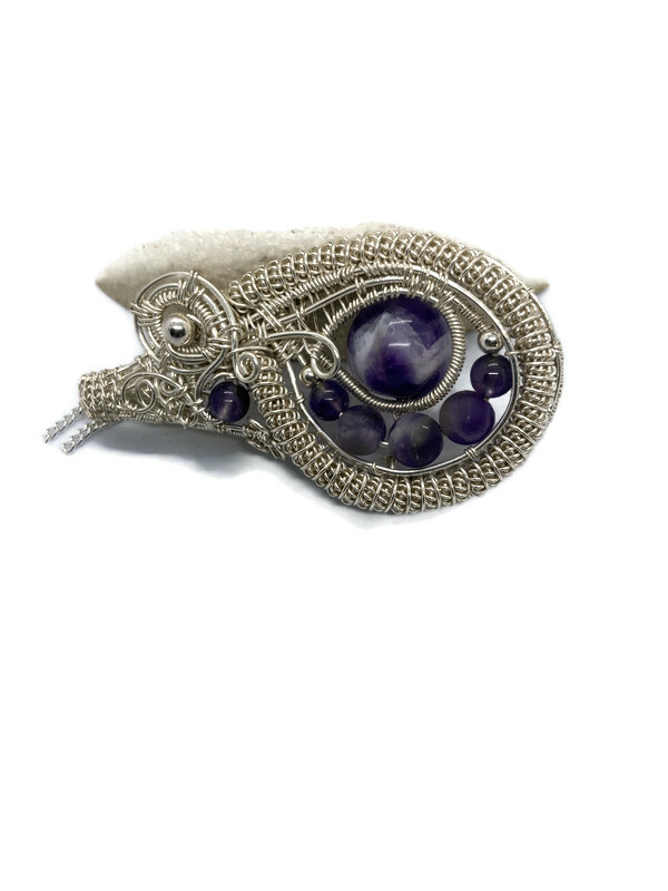 Amethyst Beads wrapped in silverfilled wire