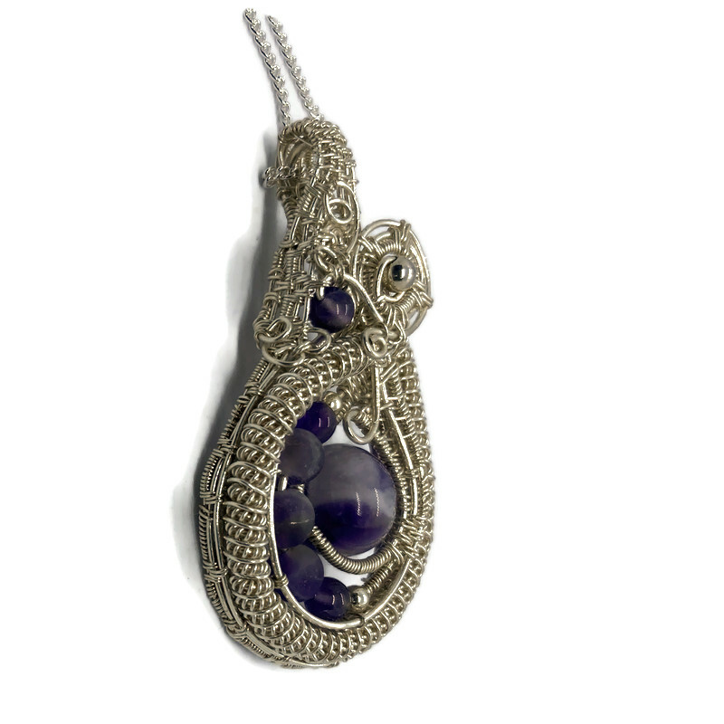 Amethyst Beads wrapped in silverfilled wire