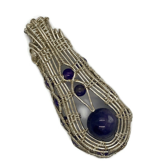 Amethyst beads in silver filled wire