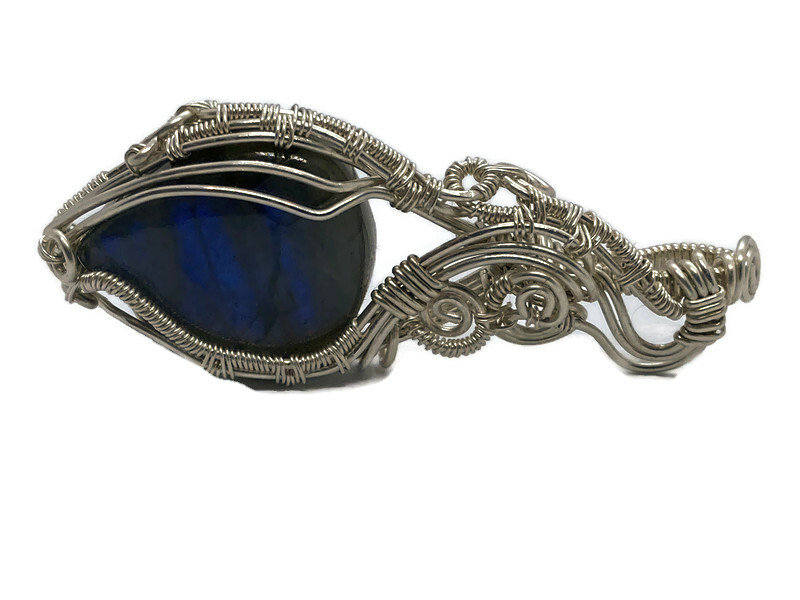 Blue labradorite with silver Filled wire
