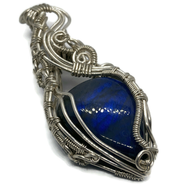 Blue labradorite with silver Filled wire
