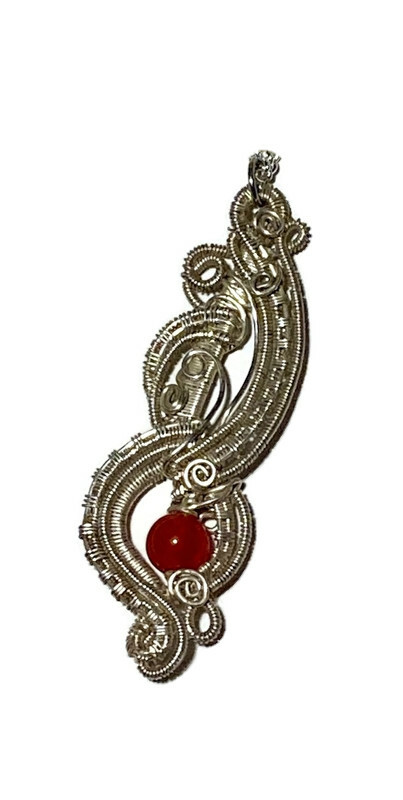 Wire weave with carnelian