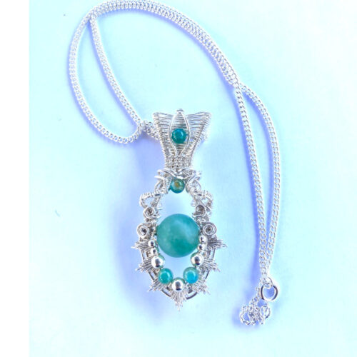 Amazonite in silver filled wire