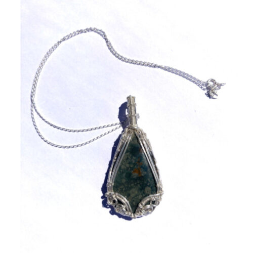 Pendant with dark picture jasper